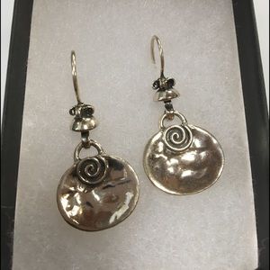 Silpada Silver Swirl Disc hammered Earrings